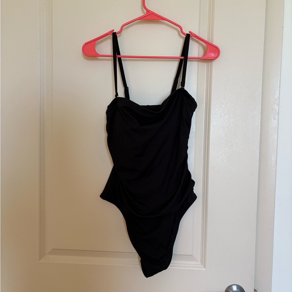 Women’s Black Ruched One-Piece Swim Suit